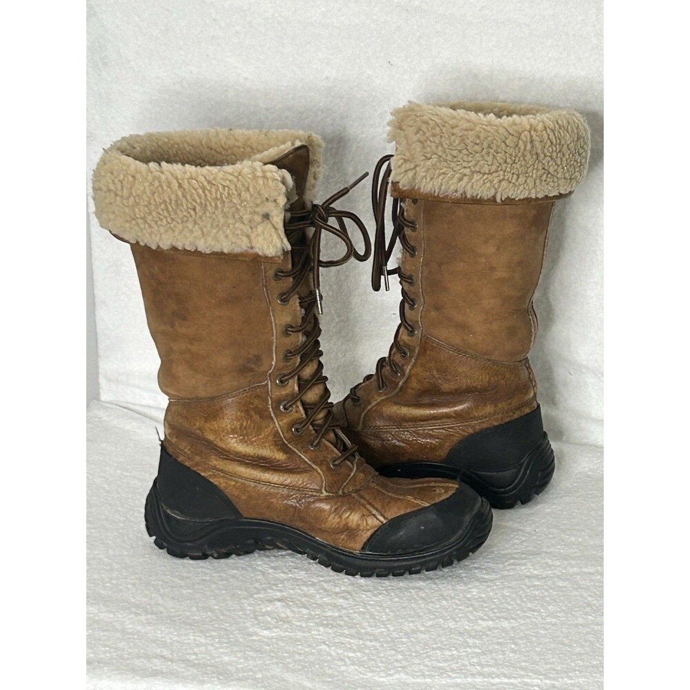 UGG Adirondack Boot Tall III Womens 8 Chestnut Vibram Leather Gortex Sheepskin - Picture 15 of 16